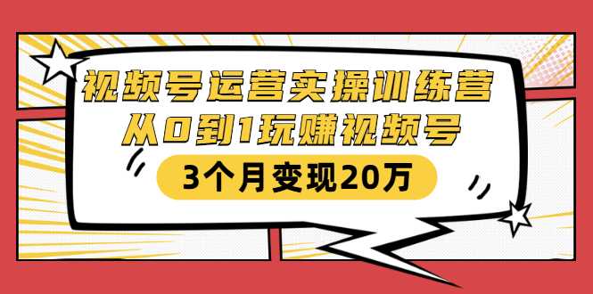视频号运营实操训练营：从0到1玩赚视频号，3个月变现20万-冒泡网