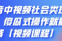 抖音中视频社会类玩法，傻瓜式操作就能赚钱【视频课程】-冒泡网