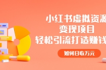 小红书虚拟资源变现项目，轻松引流打造赚钱IP，如何日收万元-冒泡网