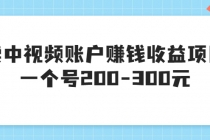 某599元收费培训：卖中视频账户赚钱收益项目 一个号200-300元（13节完整版)-冒泡网