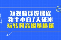 小九归途·短视频群爆课程：新手小白7天破冰，玩转抖音爆量秘籍-冒泡网