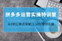 青云:拼多多运营实操特训营：从0到1/单点突破/1-100/带领实操-冒泡网