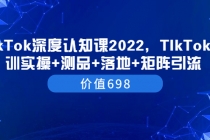 TIkTok深度认知课2022，TIkTok培训实操+测品+落地+矩阵引流-冒泡网