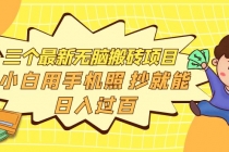 三个最新无脑搬砖项目，小白用手机照抄就能日入过百-冒泡网