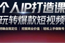 个人IP打造课-玩转爆款短视频，明确自我定位|挖掘商业价值|轻松上手做账号-冒泡网