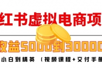 小红书虚拟电商项目：从小白到精英 月收益5000到30000 (视频课程+交付手册)-冒泡网