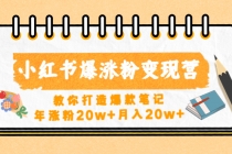 小红书爆涨粉变现营教你打造爆款笔记，年涨粉20w+月入20w+-冒泡网