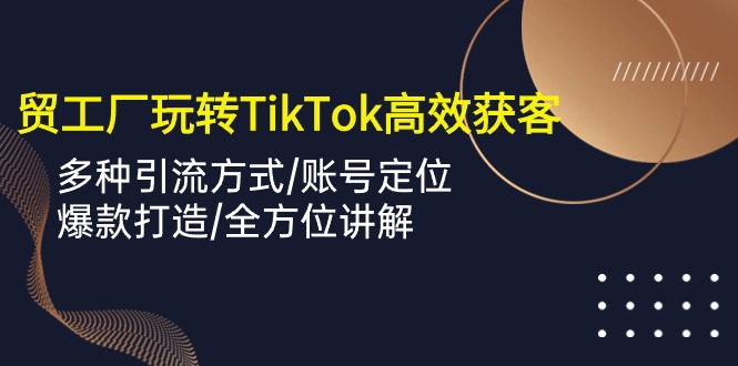 外贸工厂玩转TikTok高效获客，多种引流方式/账号定位/爆款打造/全方位讲解-冒泡网