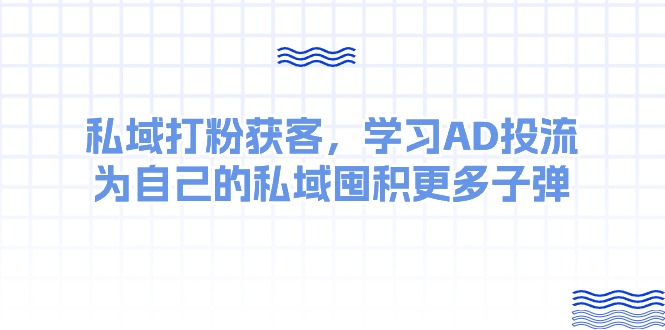 某收费课：私域打粉获客，学习AD投流，为自己的私域囤积更多子弹-冒泡网