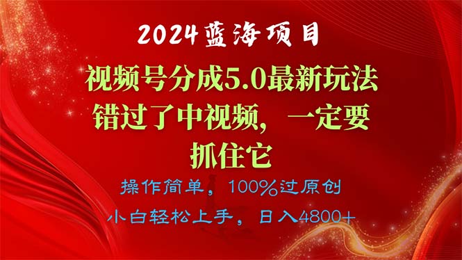 2024蓝海项目，视频号分成计划5.0最新玩法，错过了中视频，一定要抓住…-冒泡网