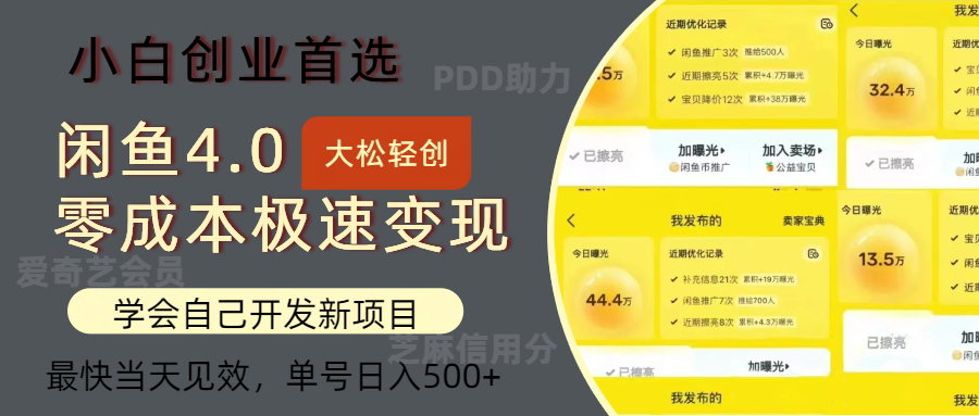 图片[1]-闲鱼0成本极速变现项目，多种变现方式 单号日入500+最新玩法-冒泡网