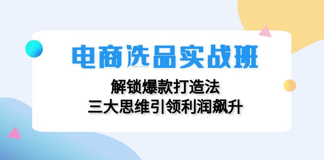 电商选品实战班：解锁爆款打造法，三大思维引领利润飙升-冒泡网