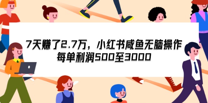 7天收了2.7万，小红书咸鱼无脑操作，每单利润500至3000-冒泡网