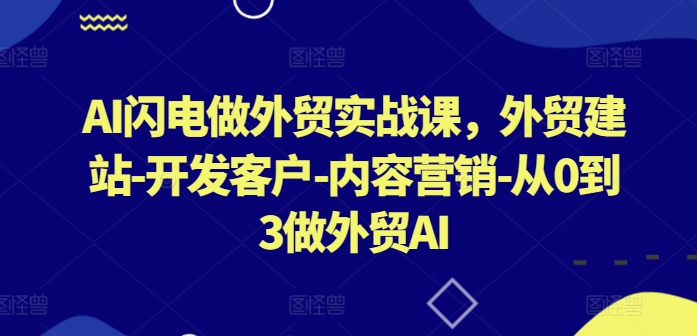 AI闪电做外贸实战课，​外贸建站-开发客户-内容营销-从0到3做外贸AI(更新)-冒泡网
