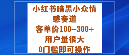 小红书暗黑小众情感赛道，客单价100-300+用户量很大，0门槛即可操作-冒泡网