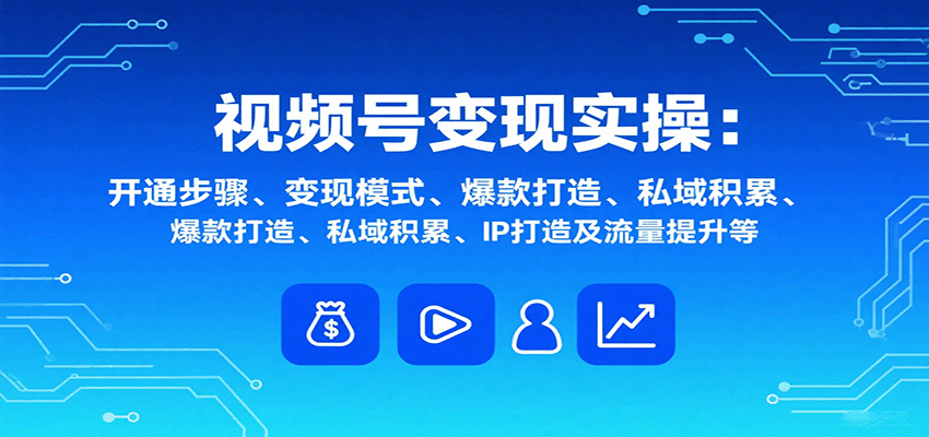 视频号变现实操，含开通步骤、变现模式、爆款打造、私域积累、IP打造及流量提升等-冒泡网