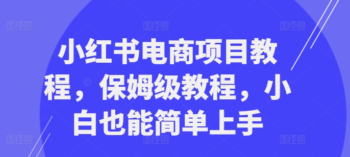 小红书电商项目教程，保姆级教程，小白也能简单上手-冒泡网