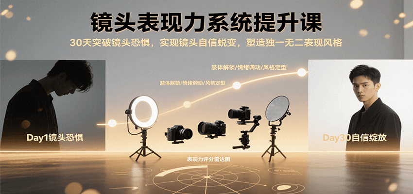 镜头表现力系统提升课，30天突破镜头恐惧实现自信蜕变，塑造独一无二表现风格-冒泡网