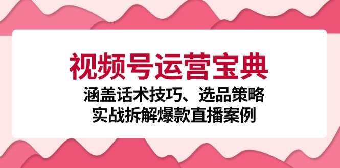 视频号运营宝典：涵盖话术技巧、选品策略、实战拆解爆款直播案例-冒泡网