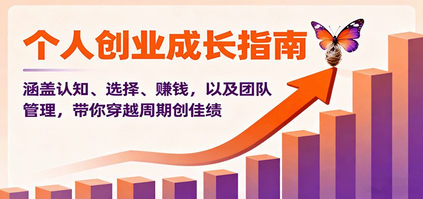 个人创业成长指南：涵盖认知、选择、赚钱，以及团队管理，带你穿越周期创佳绩-冒泡网