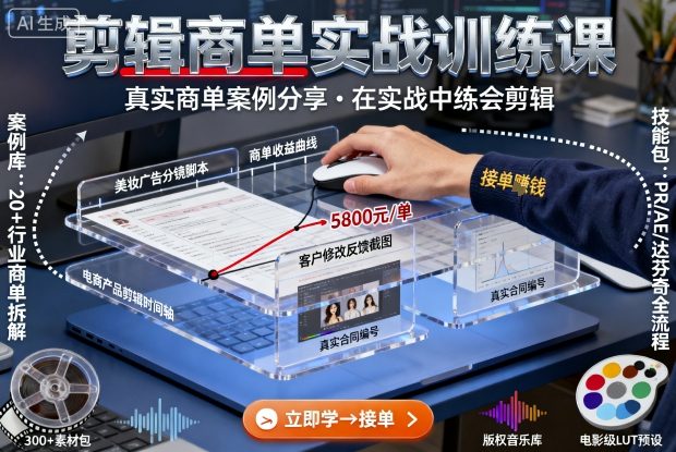 剪辑商单实战训练课，真实商单案例分享，在实战中练会剪辑-冒泡网