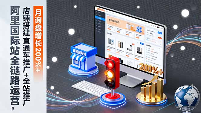 阿里国际站全链路运营，店铺搭建+直通车推广+全站推广，月询盘增长200%+-冒泡网