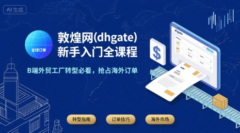 敦煌网(dhgate)新手入门全课程，B端外贸工厂转型必看，抢占海外订单-冒泡网