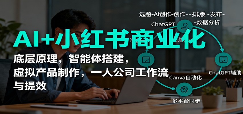 AI+小红书商业化，底层原理，智能体搭建，虚拟产品制作，一人公司工作流与提效-冒泡网