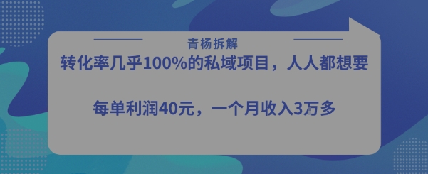 转化率最高的私域项目，每单利润40-50米，月入过1w-冒泡网