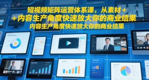 短视频矩阵运营体系课，从素材+内容生产角度快速放大你的商业结果-冒泡网