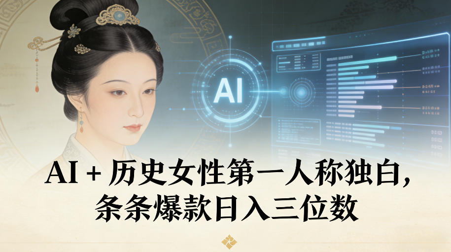 AI+历史女性第一人称独白，条条爆款日入三位数-冒泡网