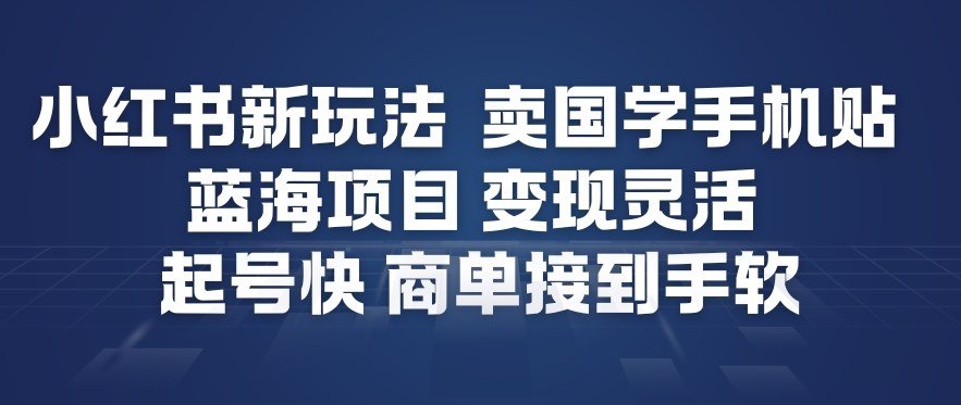 小红书新玩法，卖国学手机贴，蓝海项目，变现灵活，起号快，商单接到手软-冒泡网