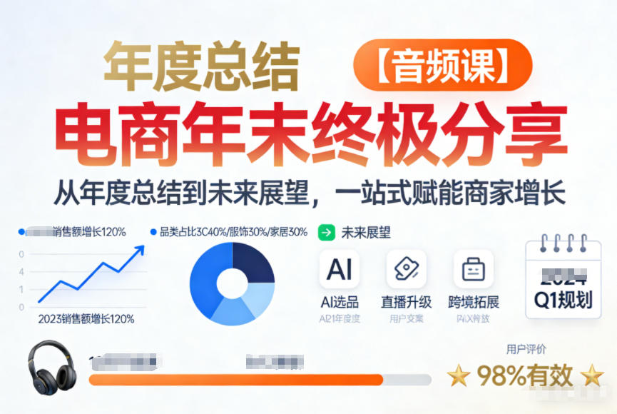 电商年未终极分享，从年度总结到未来展望，一站式赋能商家增长【音频课】-冒泡网