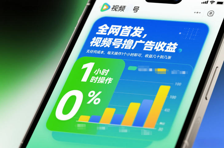全网首发，视频号撸广告收益，无任何成本，每天操作1个小时即可，收益几十到几张-冒泡网