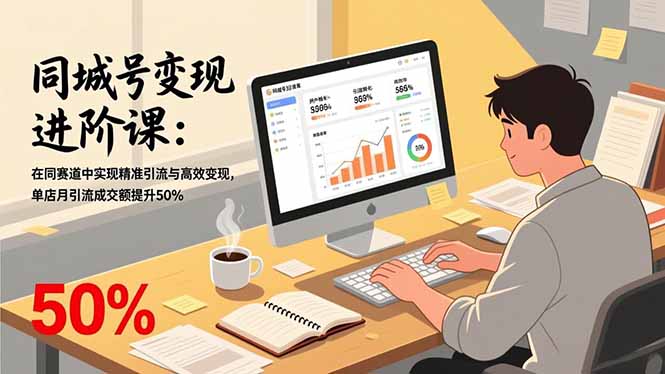 同城号变现进阶课：在同城赛道中实现精准引流与高效变现，单店月引流成交额提升50%-冒泡网