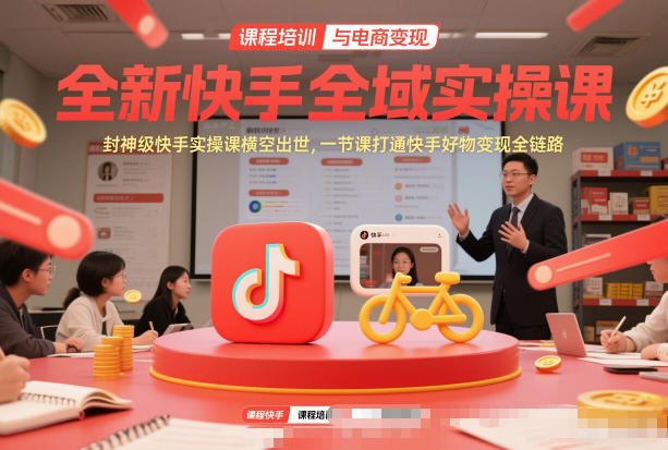 全新快手全域实操课，封神级快手实操课横空出世，一节课打通快手好物变现全链路-冒泡网