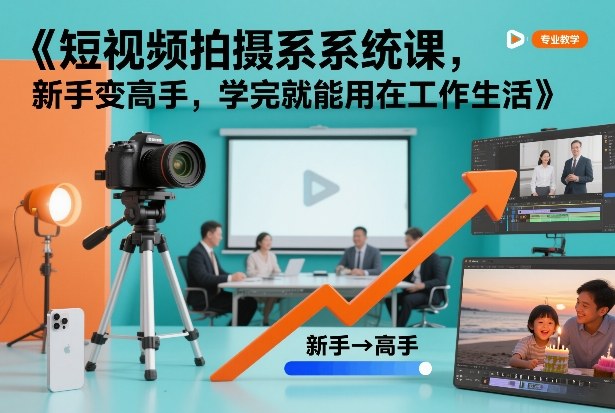 短视频拍摄系统课，新手变高手，学完就能用在工作生活-冒泡网