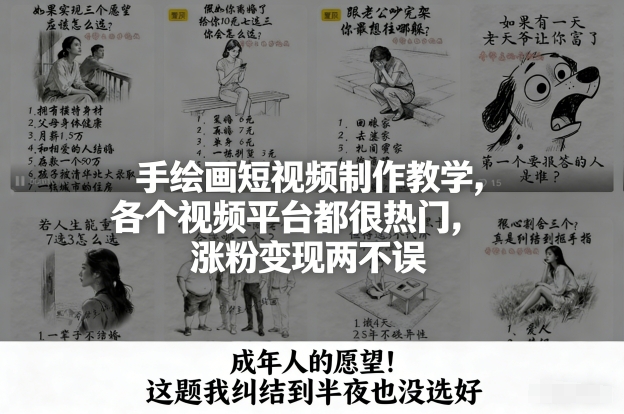 手绘画短视频制作教学，各个视频平台都很热门，涨粉变现两不误-冒泡网