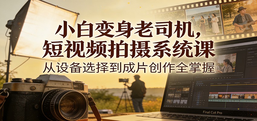 小白变身老司机，短视频拍摄系统课，从设备选择到成片创作全掌握-冒泡网