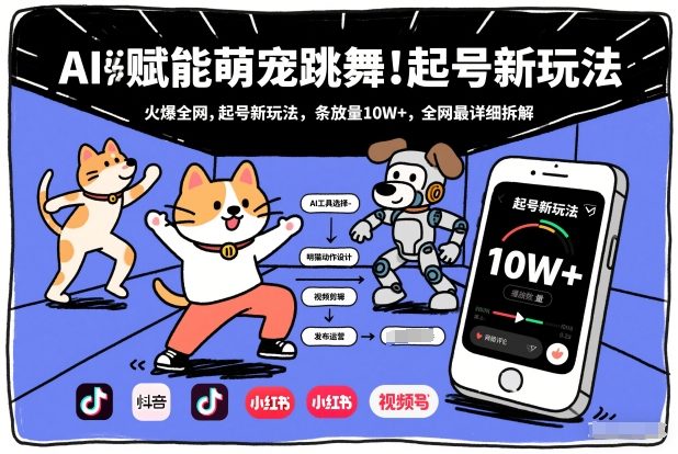 AI赋能萌宠跳舞，火爆全网，起号新玩法，条条播放量10W+，全网最详细拆解-冒泡网