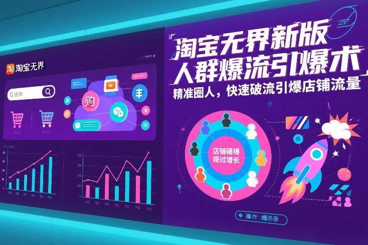 淘宝无界新版人群爆流引爆术，精准圈人，快速破流引爆店铺流量-冒泡网