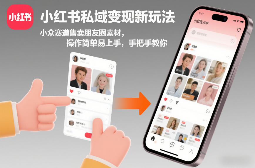 小红书私域变现新玩法，小众赛道售卖朋友圈素材，操作简单易上手，手把手教你-冒泡网