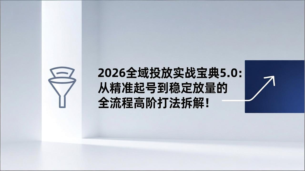 2026全域投放实战宝典5.0：从精准起号到稳定放量的全流程高阶打法拆解！-冒泡网