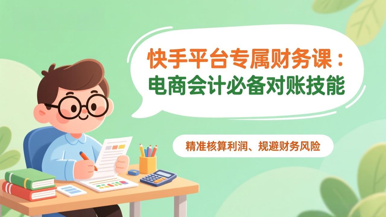 快手平台专属财务课：电商会计必备对账技能，精准核算利润、规避财务风险-冒泡网