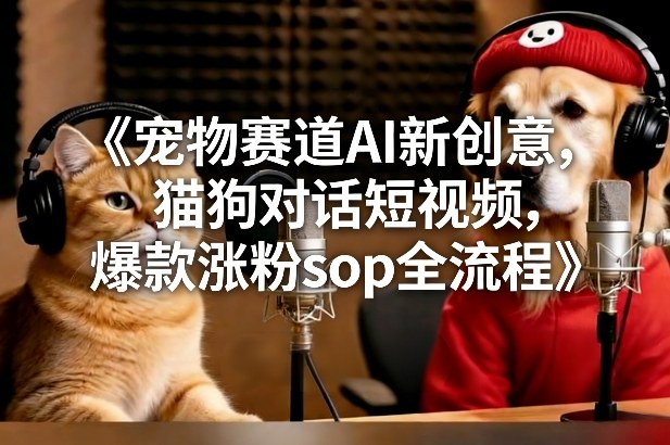 宠物赛道AI新创意，猫狗对话短视频，爆款涨粉sop全流程-冒泡网