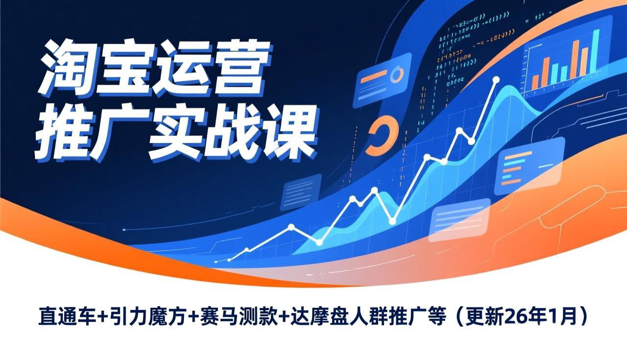 淘宝运营推广实战课，直通车+引力魔方+赛马测款+达摩盘人群推广等(更新26年1月-冒泡网