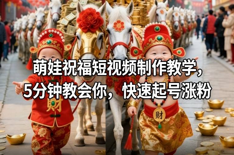 萌娃祝福短视频制作教学，5分钟教会你，快速起号涨粉-冒泡网