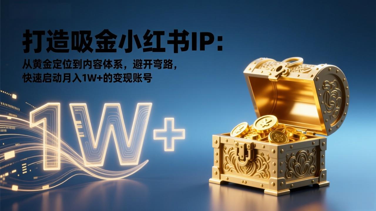 打造吸金小红书IP：从黄金定位到内容体系，避开弯路，快速启动月入1W+的变现账号-冒泡网