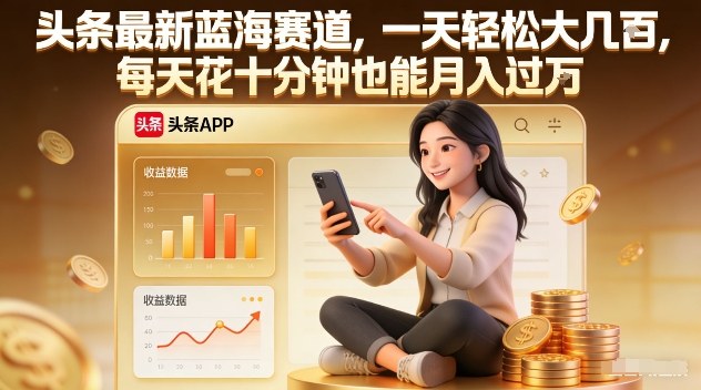 头条最新蓝海赛道，一天轻松大几张，每天花十分钟也能月入过1W【揭秘】-冒泡网