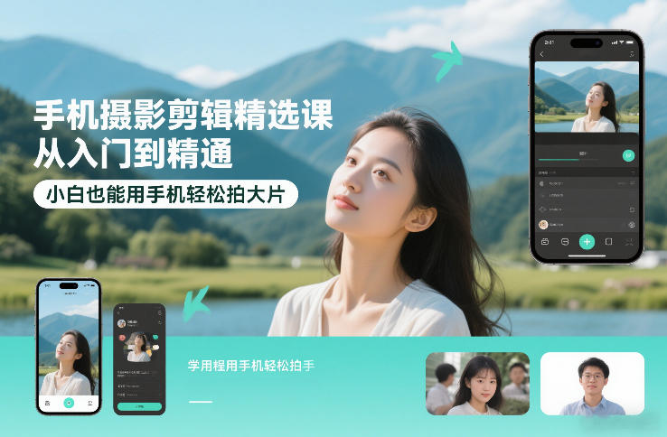 手机摄影剪辑精选课，从入门到精通，小白也能用手机轻松拍大片-冒泡网